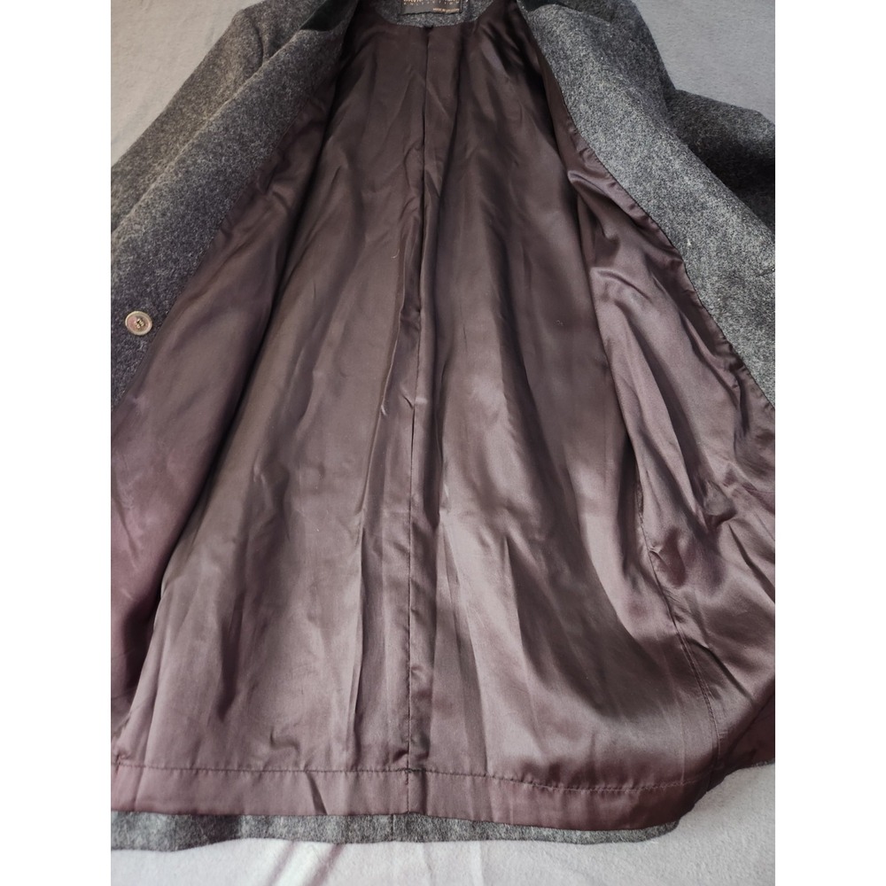 David Benjamin Wool Coat Women 8 Dark Gray Double Breasted Velvet Collar Long - Picture 7 of 10